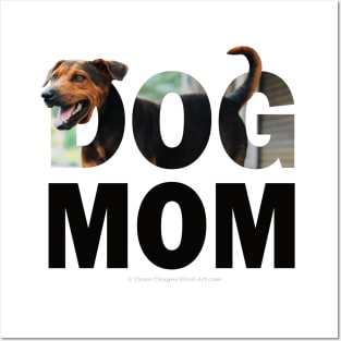 DOG MOM - black and brown cross dog oil painting word art Posters and Art
